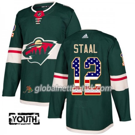 Minnesota Wild Hockeydrakt Eric Staal 12 2017-2018 USA Flag Fashion Grønn Adidas Authentic - Barn
